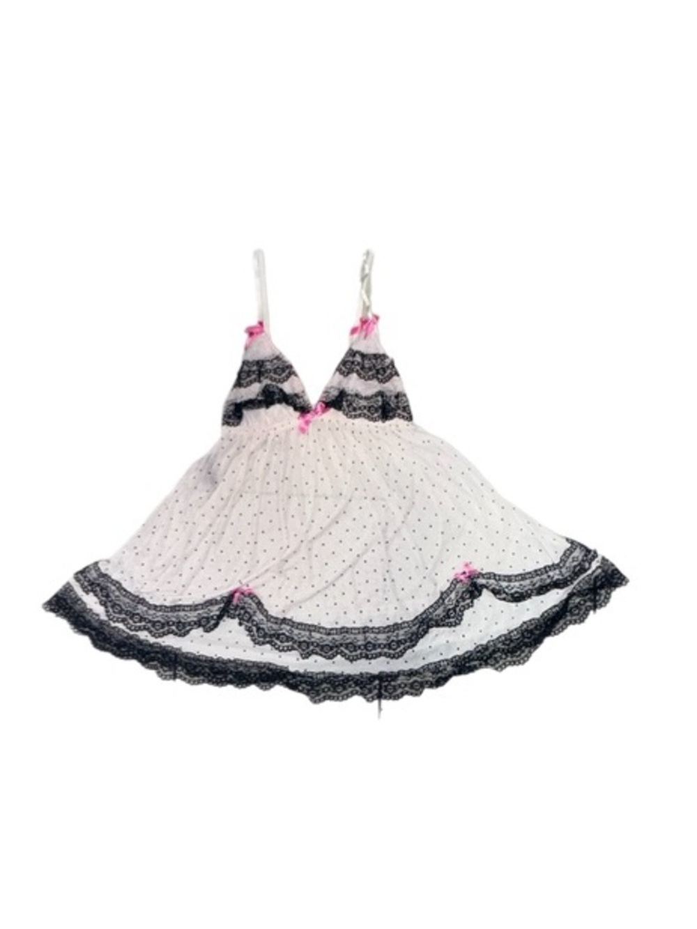 Black Fuchsia Coquette Lace Babydoll  Pink Bow Lingerie